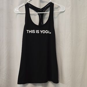 Black Racerback Tank Top with "THIS IS YOGA" Print